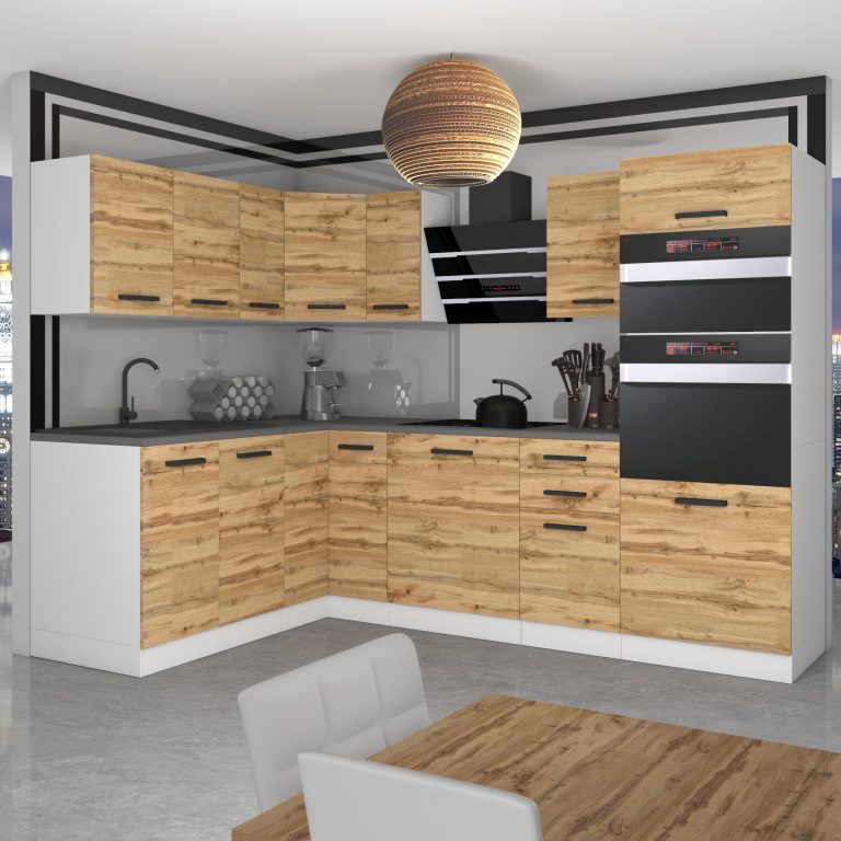 Meubles de cuisine Premium Version Complète 420 cm en chêne chêne wotan chêne sonoma sans plan de travail Fabricant TOR MELANIE/0/WT/DW/0/B1