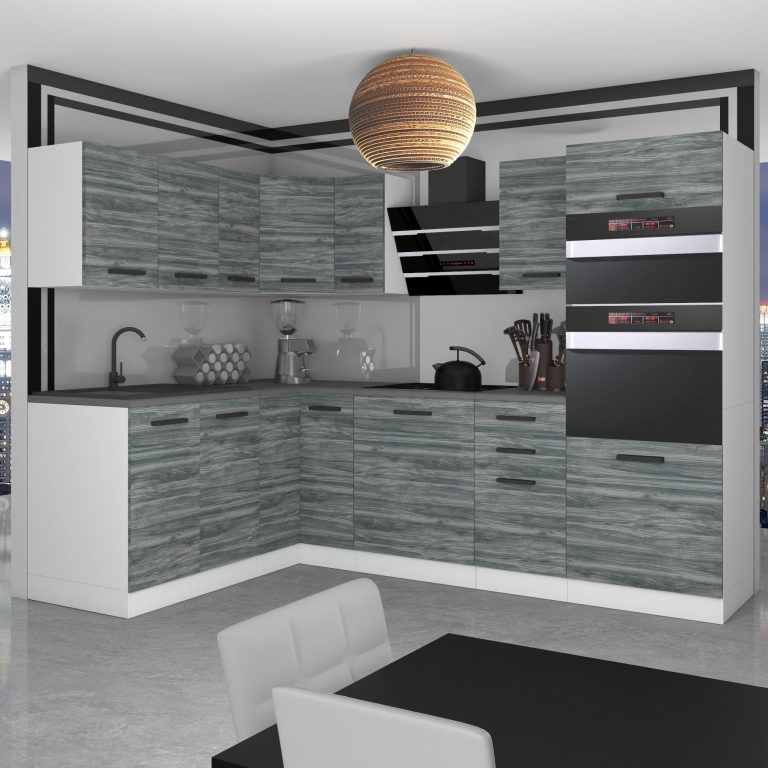 Meubles de cuisine Premium Version Complète 420 cm gris graphite anthracite avec plan de travail Fabricant TOR MELANIE/0/WT/GW/B/B1

