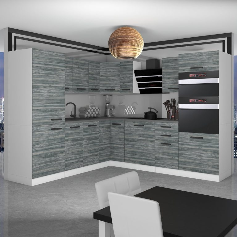Meubles de cuisine Premium Version Complète 480 cm gris graphite anthracite avec plan de travail Fabricant TOR STACY/0/WT/GW/B/B1
