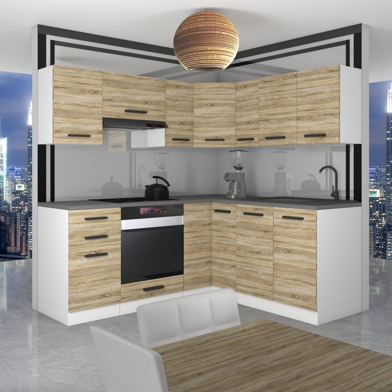 Meubles de cuisine Premium Version Complète 380 cm en chêne chêne wotan chêne sonoma sans plan de travail Fabricant TOR SARAH/1/WT/DS/0/B1