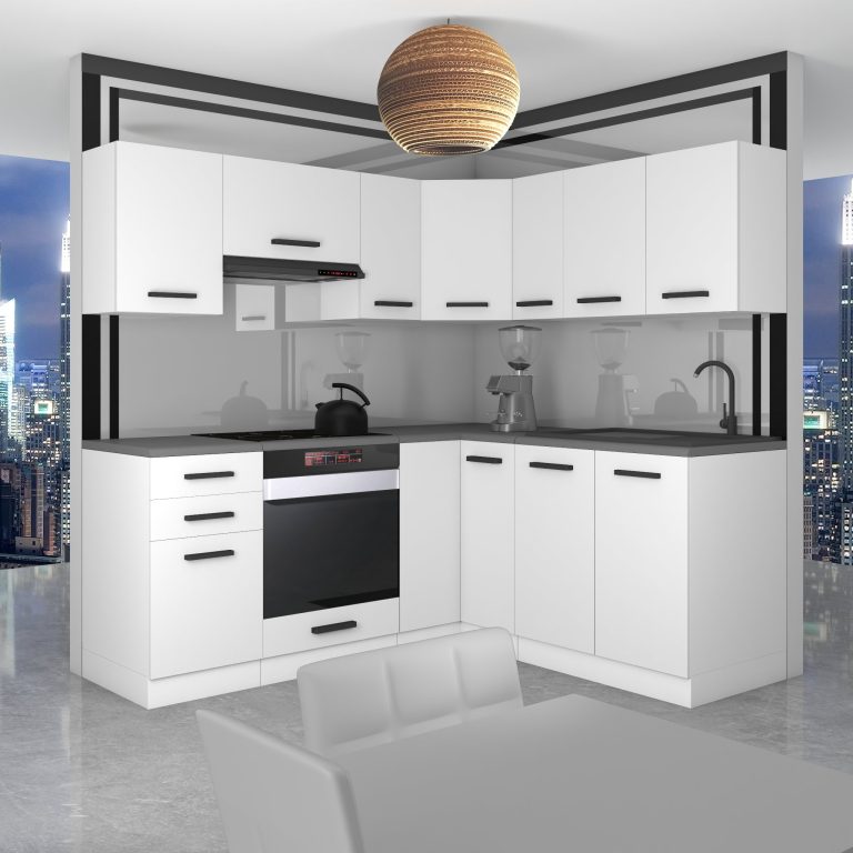 Meubles de cuisine Premium Version Complète 380 cm mat blanc avec plan de travail Fabricant TOR SARAH/2/WT/WT/B/B1