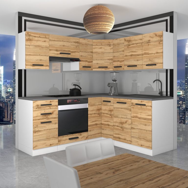 Meubles de cuisine Premium Version Complète 380 cm en chêne chêne wotan chêne sonoma avec plan de travail Fabricant TOR SARAH/2/WT/DW/B/B1
