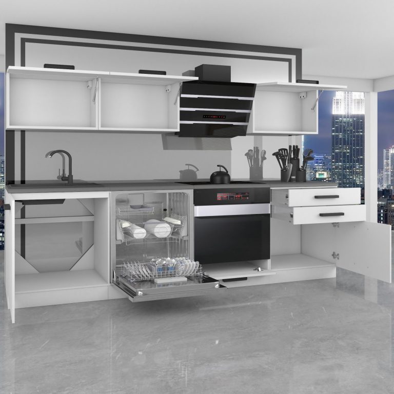 Meubles de cuisine Premium Version Complète 240 cm en chêne chêne wotan chêne sonoma avec plan de travail Fabricant TOR LINDA/0/WT/DS/B/B1
