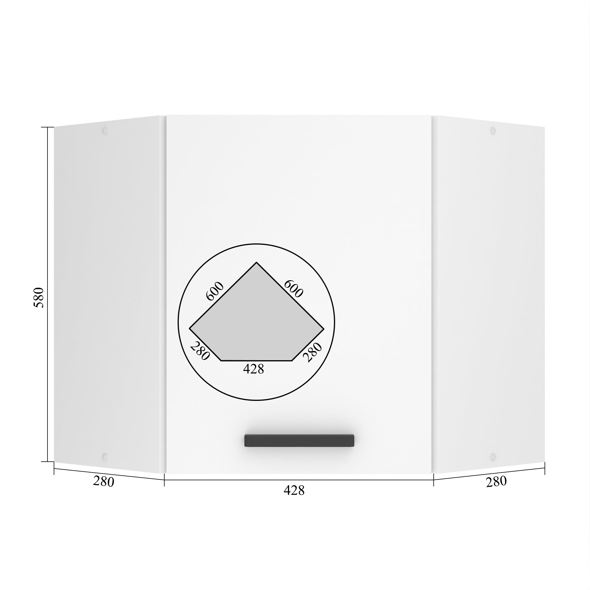 Meuble haut d'angle de cuisine 60 cm INF SGN60/0/WT/B/0/B1/PP
