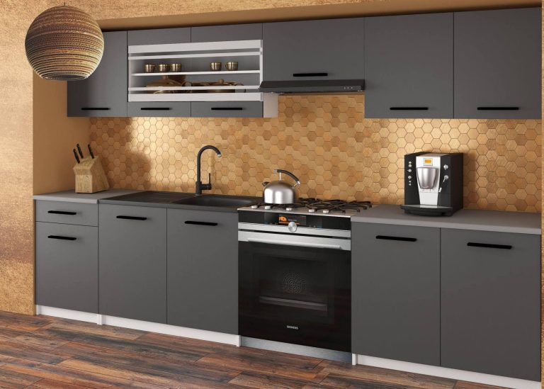 Meubles de cuisine 260 cm gris anthracite graphite avec plan de travail Fabricant TOR JUSTYNA/3/WT/SR/0/B1
