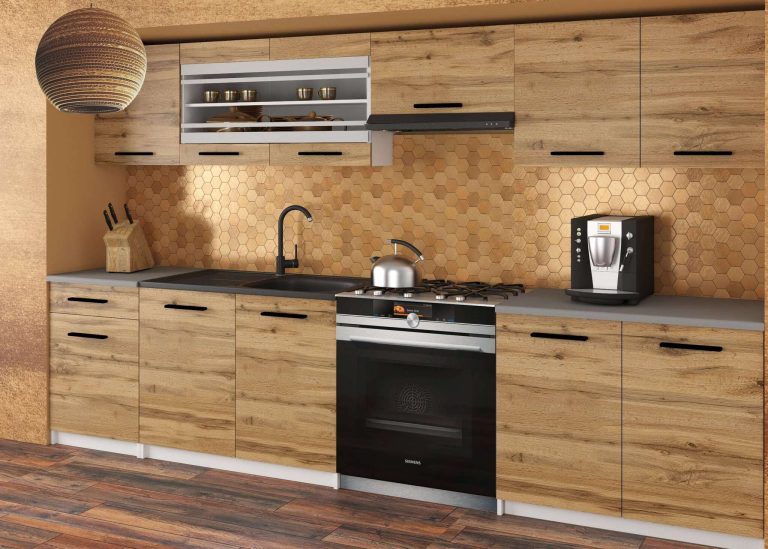 Meuble de cuisine 260 cm chêne wotan chêne sonoma avec plan de travail Fabricant TOR JUSTYNA/2/WT/DW/0/B1