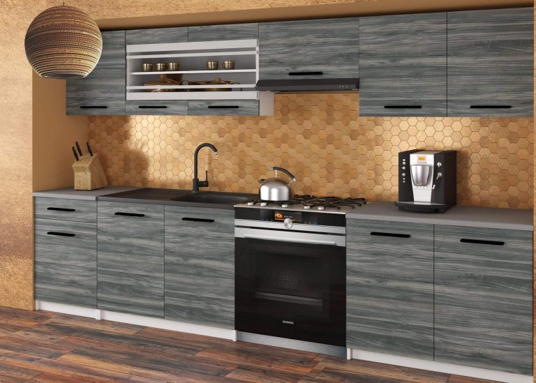 Meuble de cuisine 260 cm gris anthracite graphite avec plan de travail Fabricant TOR JUSTYNA/3/WT/GW1/0/B1
