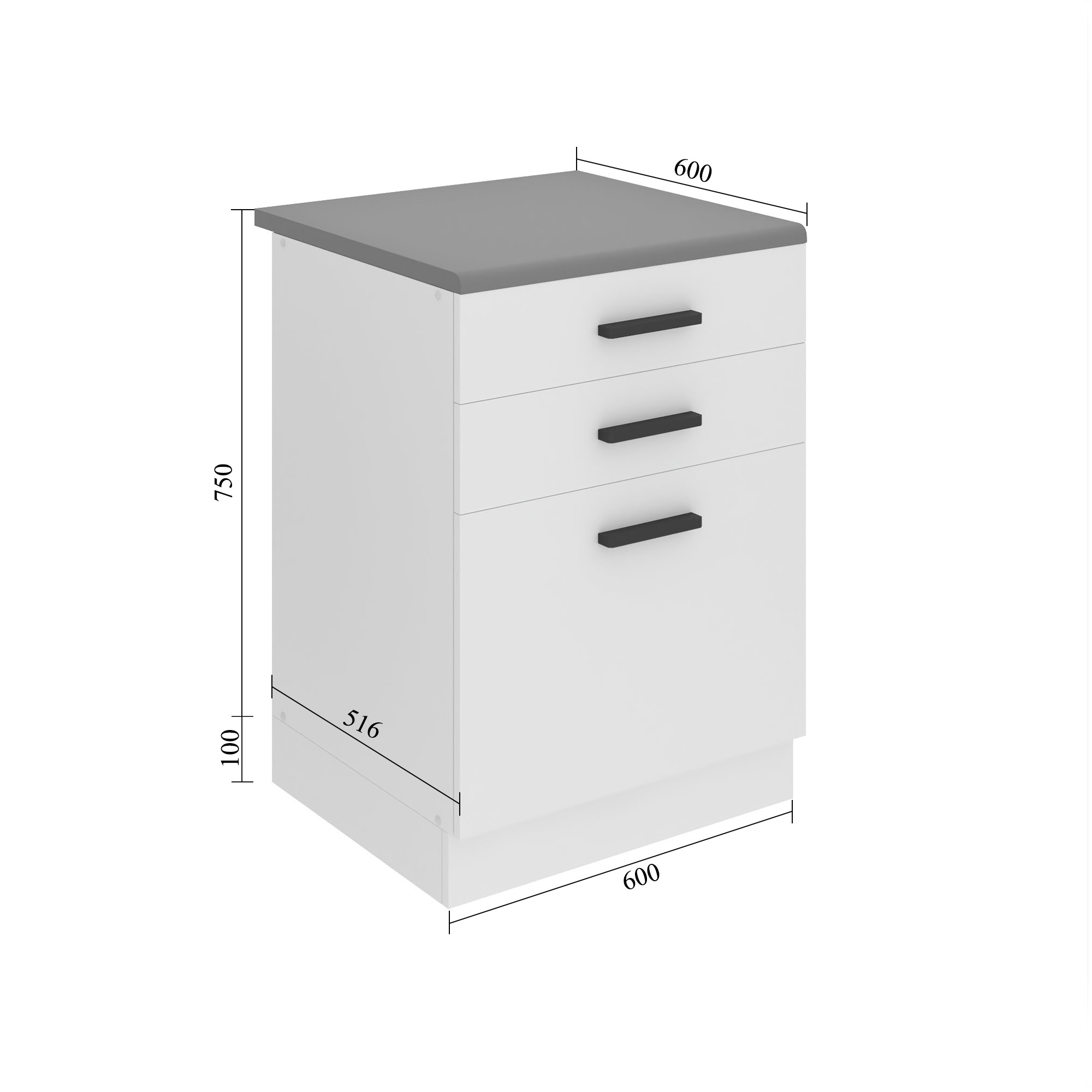 Meuble bas de cuisine 60 cm tiroirs INF SDSZ60/0/WT/W/B/B1/PP
