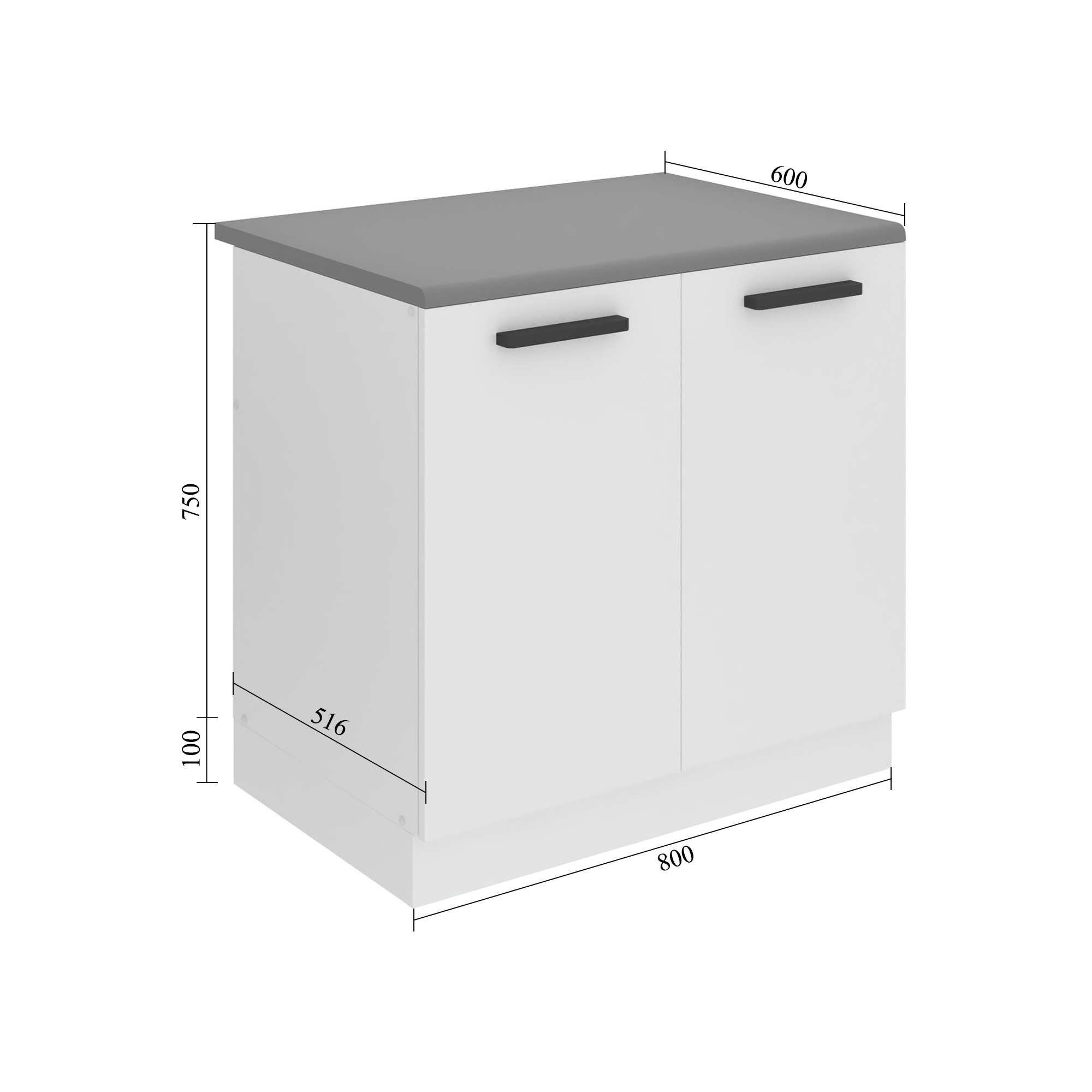 Meuble sous évier de cusine 80 cm INF SDZ80/0/WT/W/B/B1/PP
