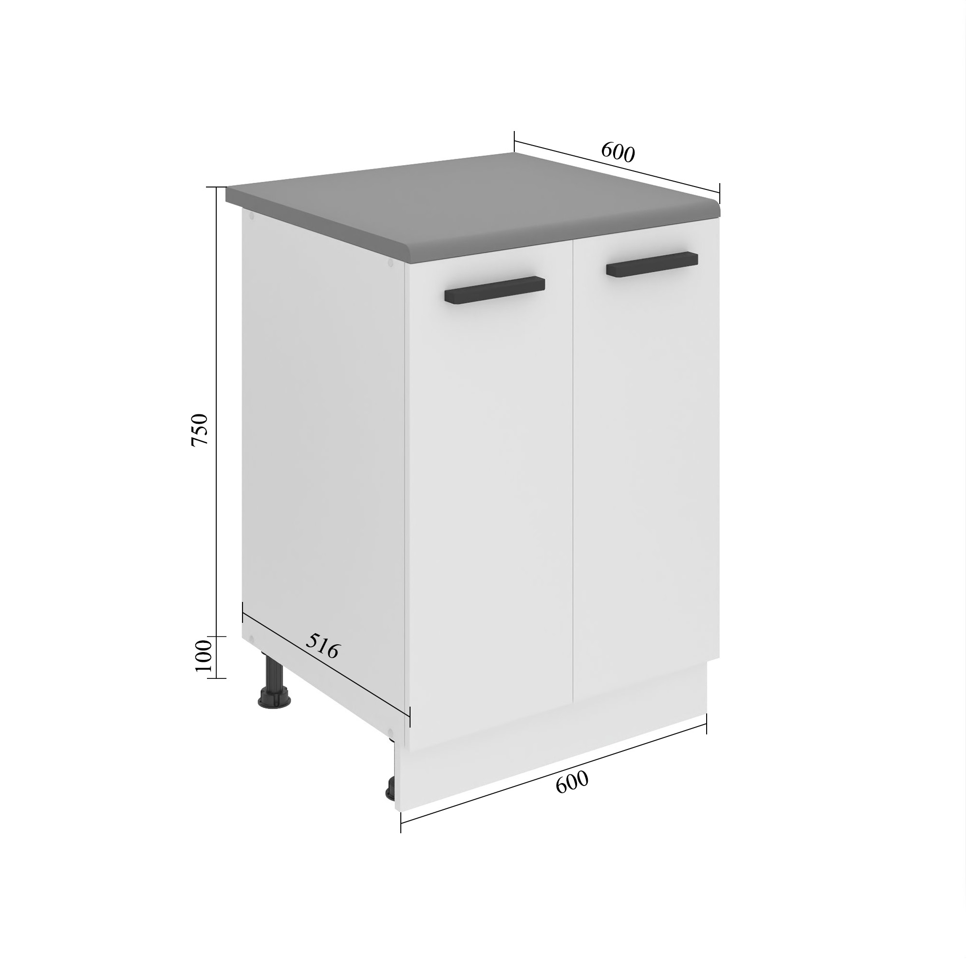 Meuble bas de cuisine 60 cm INF SD2-60/0/WT/W/0/B1/PP