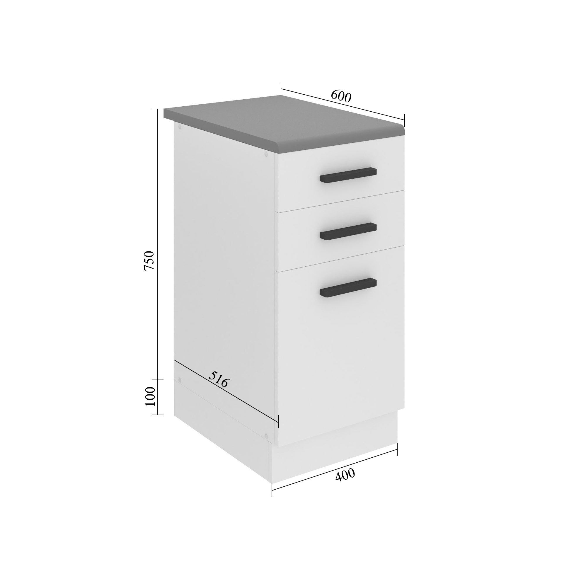 Meuble bas de cuisine 40 cm tiroirs INF SDSZ40/0/WT/S/0/B1/PP