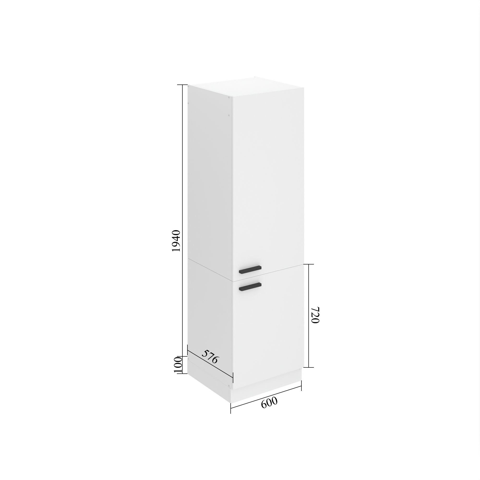 Meuble de cuisine colonne de frigo 60 cm INF SSL60/0/WT/W/0/B1/PP