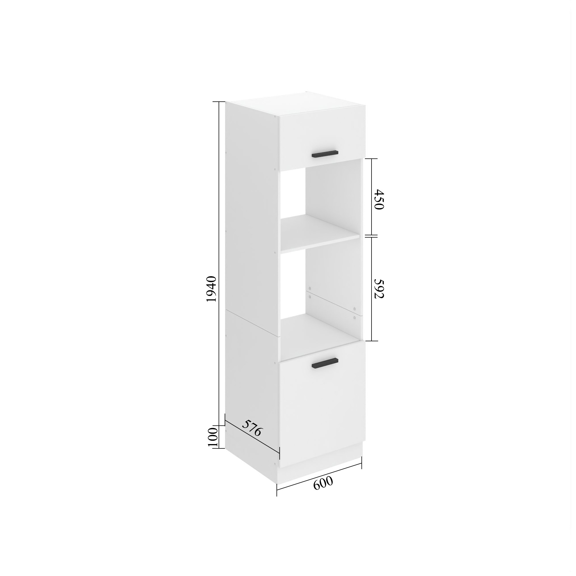 Meuble de cuisine colonne four de cuisine 60 cm TOR SSP60/0/WT/WT/0/B1/PP
