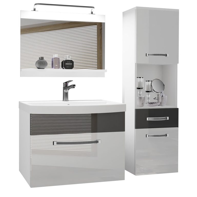 Ensemble de meubles de salle de bain Glamour 47 GLA P 3/0/W/WS/0/MB/PP
