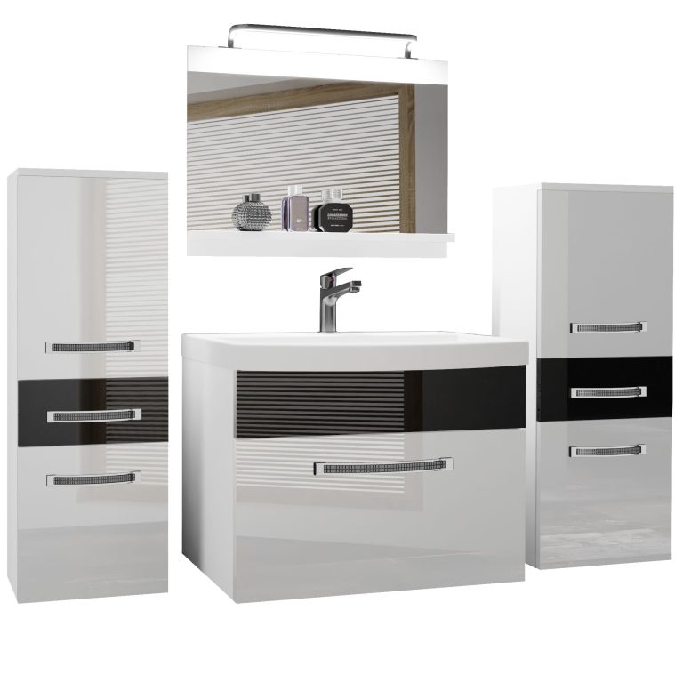 Ensemble de meubles de salle de bain Glamour 65 GLA P 4/0/W/WB/0/MB/PP