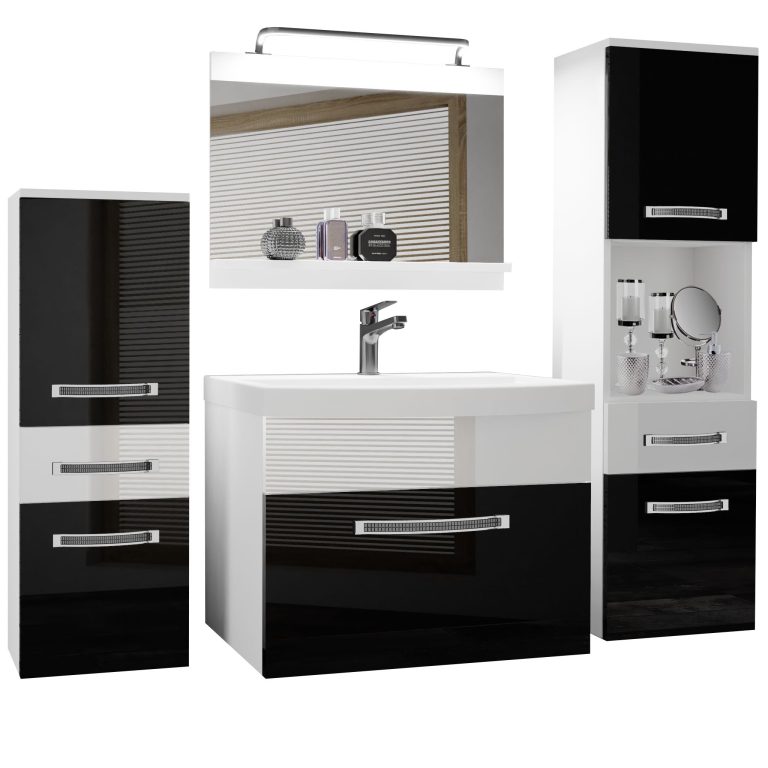 Ensemble de meubles de salle de bain Glamour 86 GLA P 5/0/W/BW/0/MB/PP