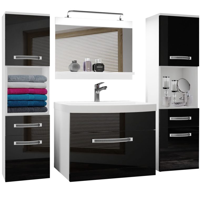 Ensemble de meubles de salle de bain Glamour 101 GLA P 6/0/W/B/0/MB/PP