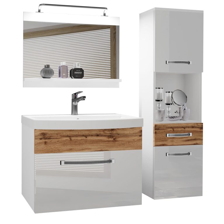  Ensemble de meubles de salle de bain Glamour 55 GLA PM 3/0/W/WDW/0/MB/PP