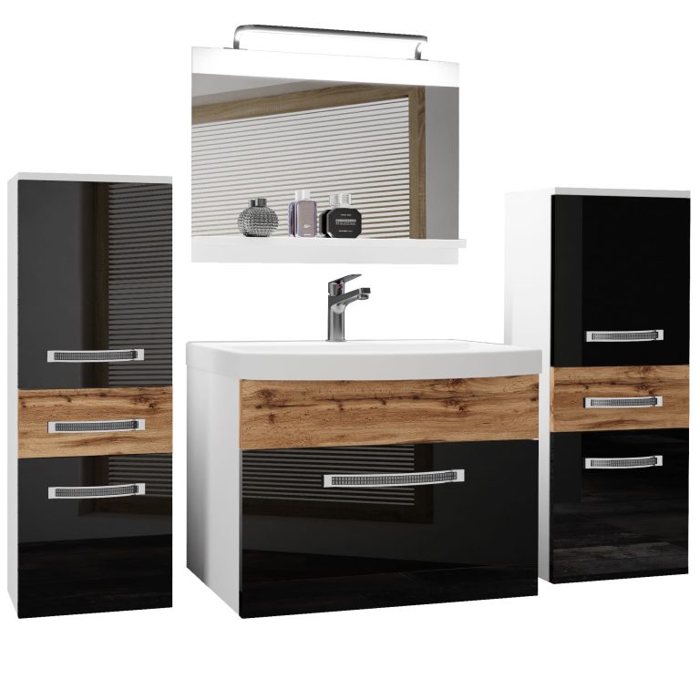 Ensemble de meubles de salle de bain Glamour 76 GLA PM 4/0/W/BDW/0/MB/PP