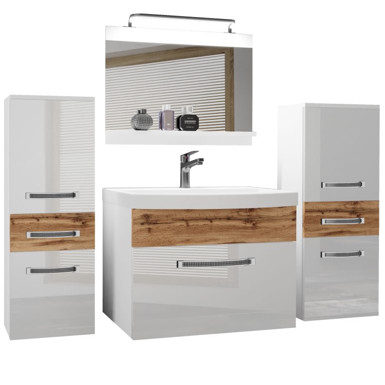 Ensemble de meubles de salle de bain Glamour 74 GLA PM 4/0/W/WDW/0/MB/PP