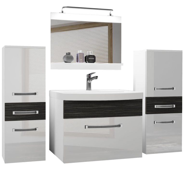 Ensemble de meubles de salle de bain Glamour 73 GLA PM 4/0/W/WHK/0/MB/PP