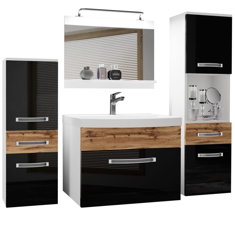 Ensemble de meubles de salle de bain Glamour 95 GLA PM 5/0/W/BDW/0/MB/PP
