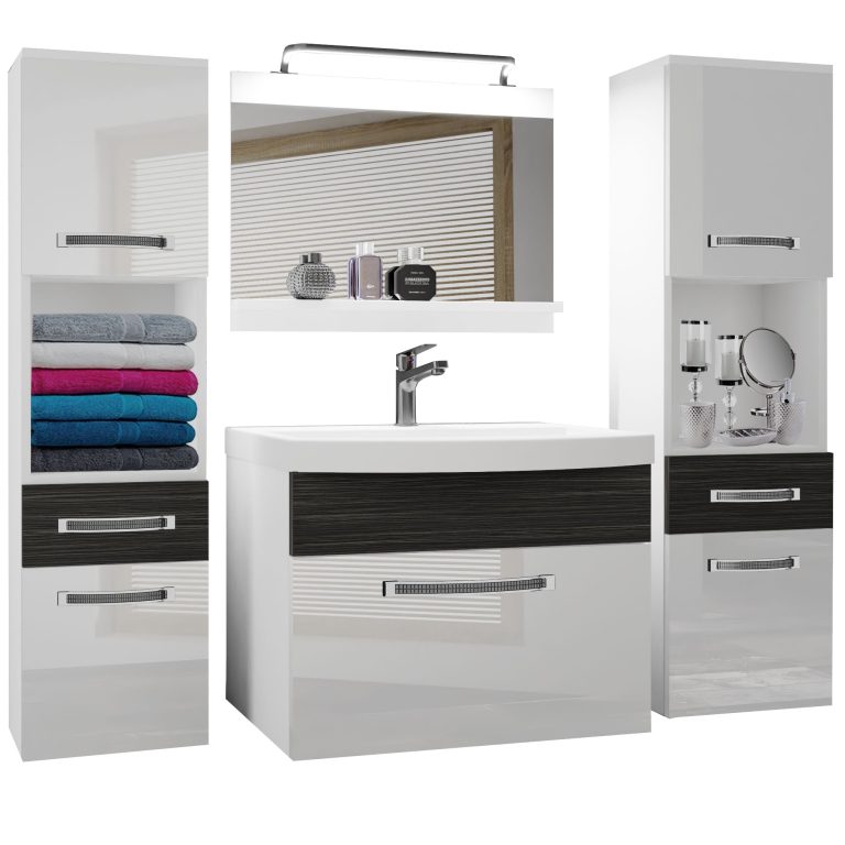 Ensemble de meubles de salle de bain Glamour 111 GLA PM 6/0/W/WHK/0/MB/PP