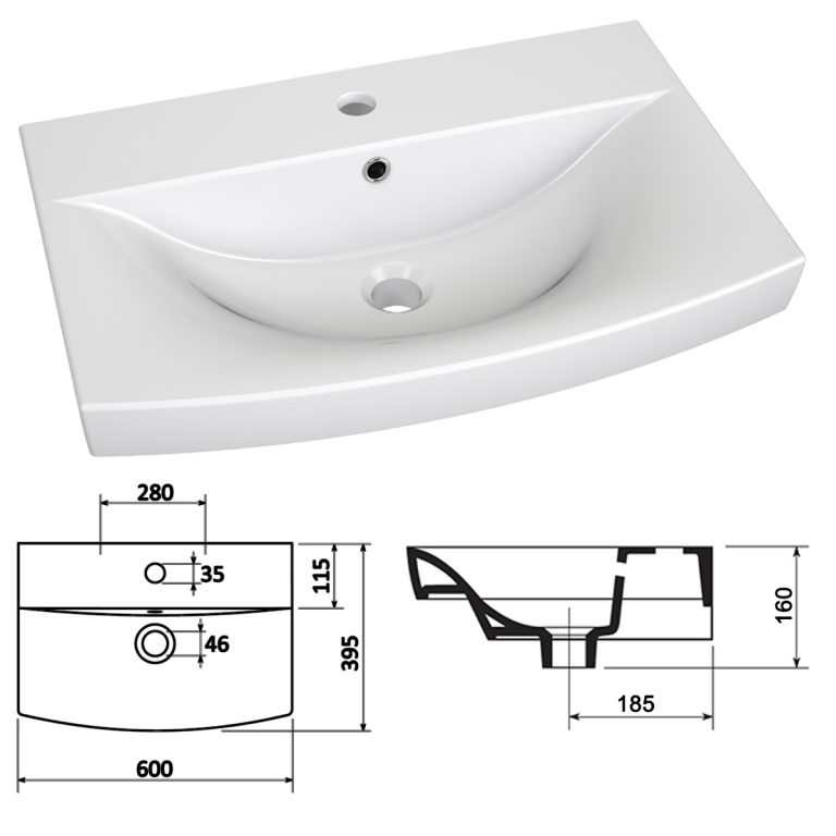 Ensemble de meubles de salle de bain Glamour 5 GLA P 1/0/W/W/0/MB/PP