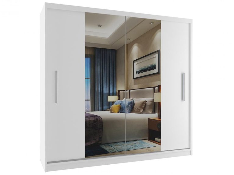 Armoire coulissante 200 cm avec miroir blanc mat Fabricant ME SZP1/2/W/W/0/AL