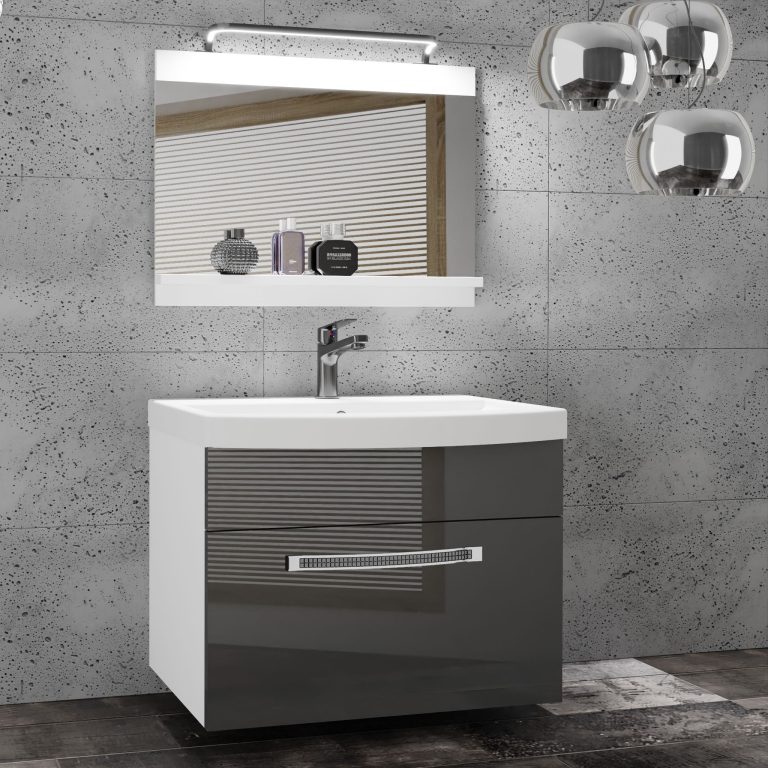 Ensemble de meubles de salle de bain Glamour 7 GLA P 1/0/W/S/0/MB/PP