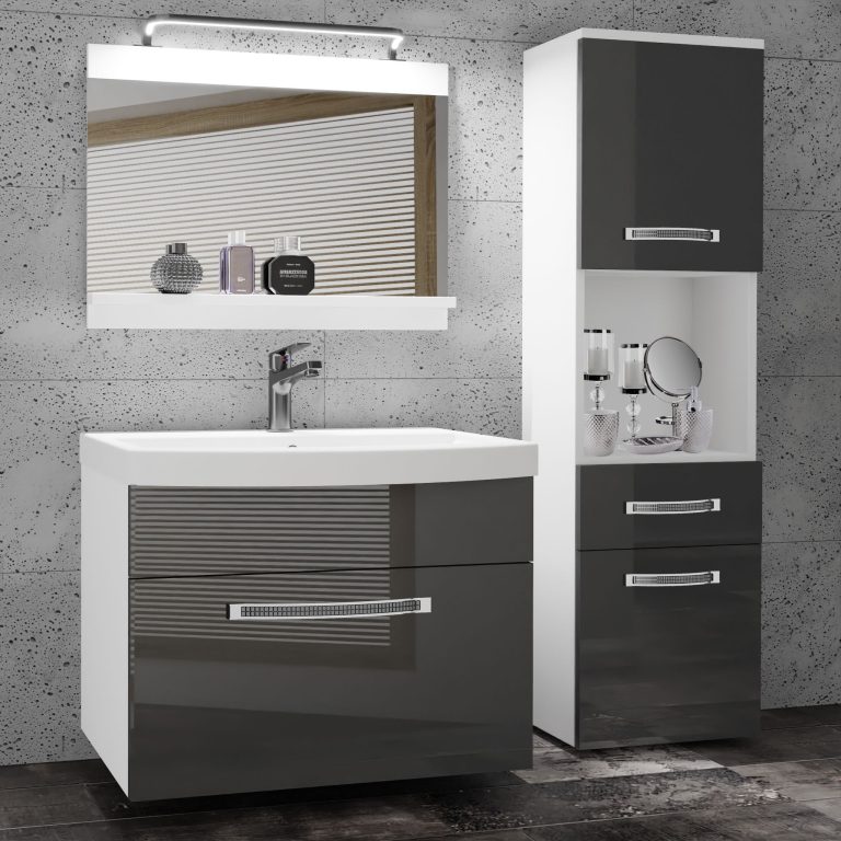 Ensemble de meubles de salle de bain Glamour 45 GLA P 3/0/W/S/0/MB/PP