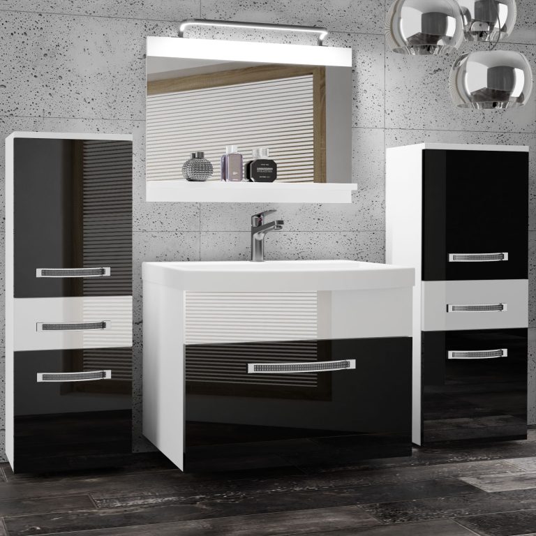 Ensemble de meubles de salle de bain Glamour 67 GLA P 4/0/W/BW/0/MB/PP