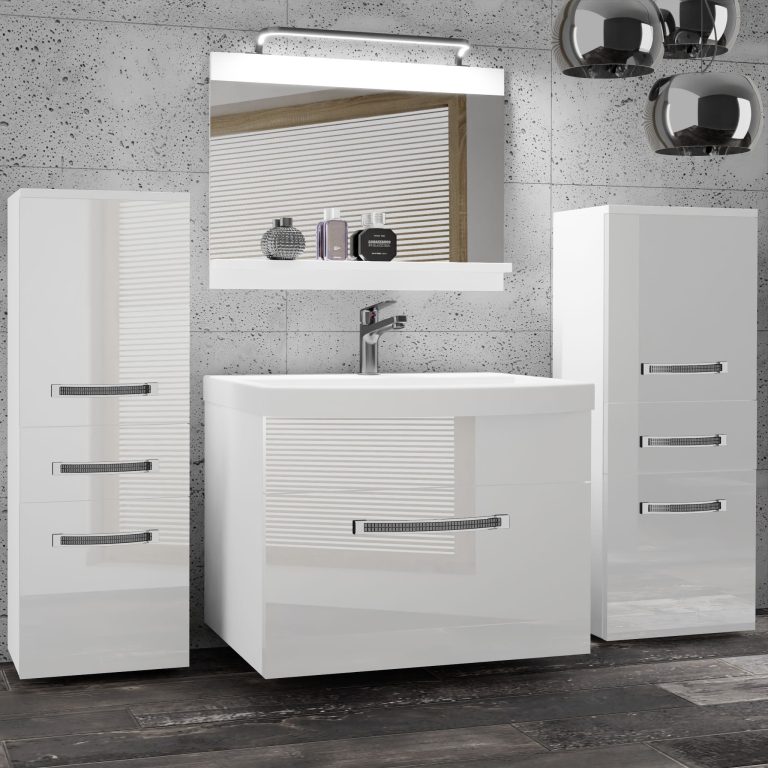 Ensemble de meubles de salle de bain Glamour 62 GLA P 4/0/W/W/0/MB/PP