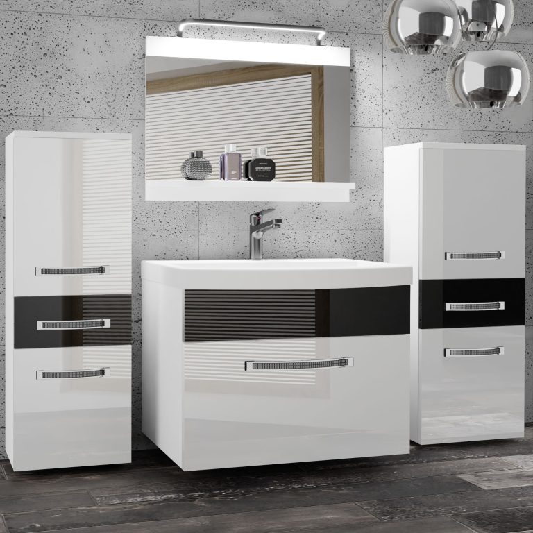 Ensemble de meubles de salle de bain Glamour 65 GLA P 4/0/W/WB/0/MB/PP