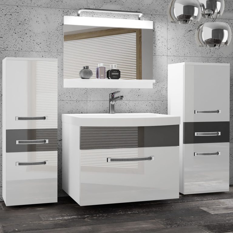 Ensemble de meubles de salle de bain Glamour 66 GLA P 4/0/W/WS/0/MB/PP