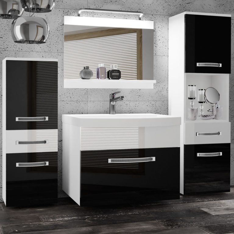 Ensemble de meubles de salle de bain Glamour 86 GLA P 5/0/W/BW/0/MB/PP