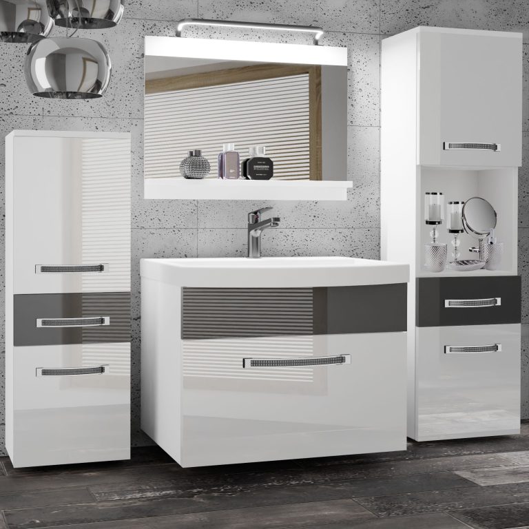 Ensemble de meubles de salle de bain Glamour 85 GLA P 5/0/W/WS/0/MB/PP