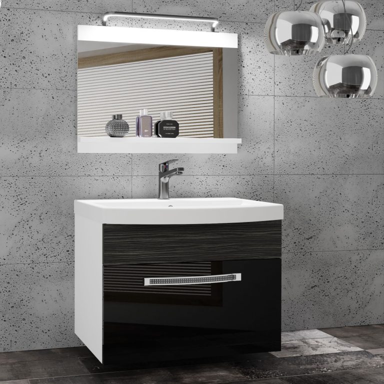 Ensemble de meubles de salle de bain Glamour 18 GLA PM 1/0/W/BHK/0/MB/PP