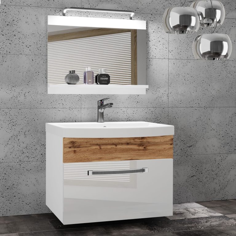 Ensemble de meubles de salle de bain Glamour 17 GLA PM 1/0/W/WDW/0/MB/PP