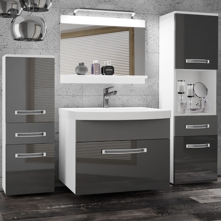 Ensemble de meubles de salle de bain Glamour 91 GLA PM 5/0/W/SSR/0/MB/PP