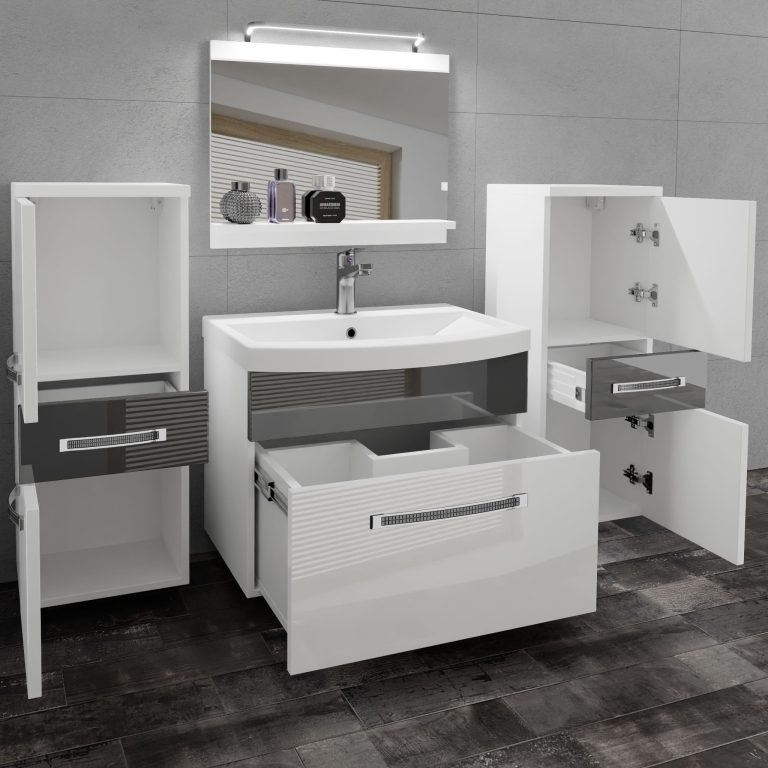 Ensemble de meubles de salle de bain Glamour 66 GLA P 4/0/W/WS/0/MB/PP