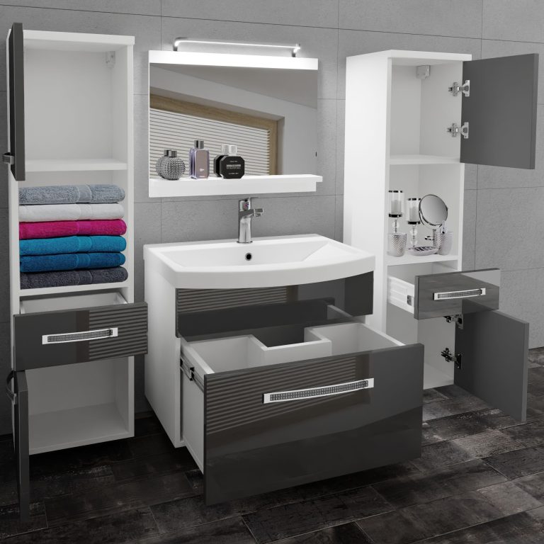 Ensemble de meubles de salle de bain Glamour 102 GLA P 6/0/W/S/0/MB/PP