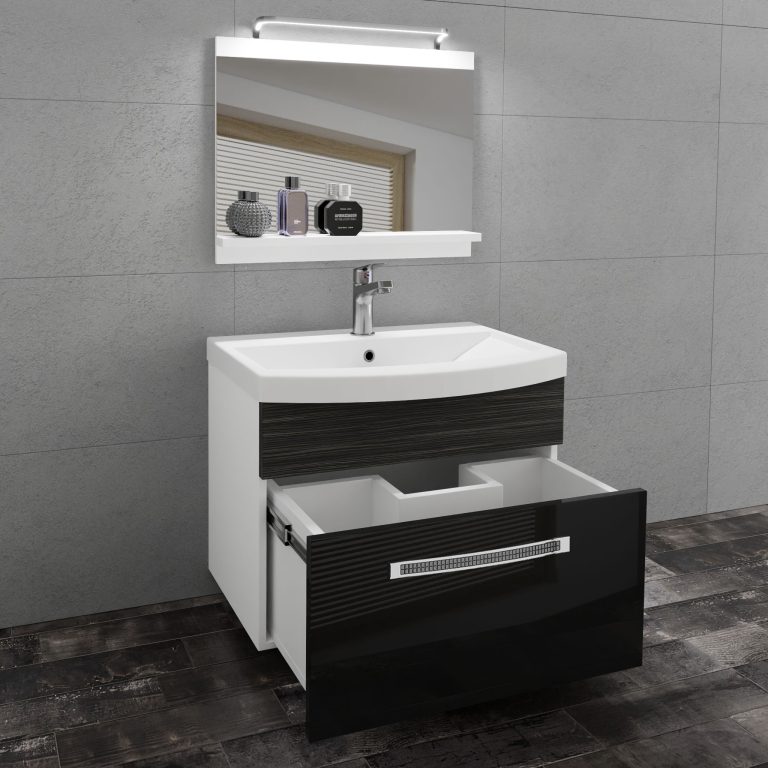 Ensemble de meubles de salle de bain Glamour 18 GLA PM 1/0/W/BHK/0/MB/PP