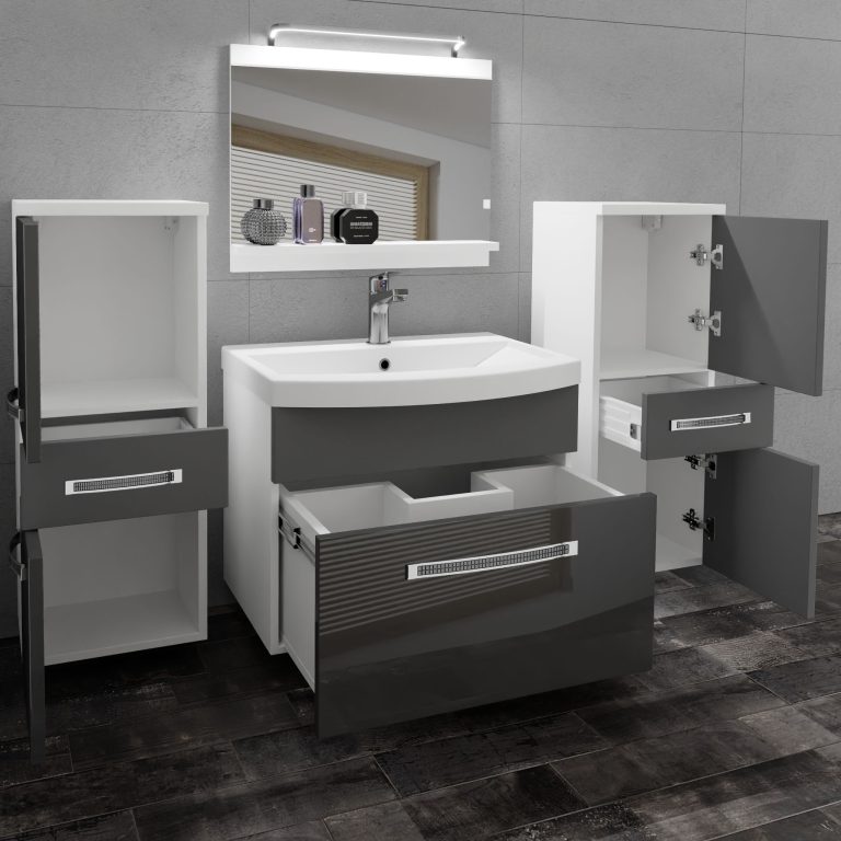 Ensemble de meubles de salle de bain Glamour 72 GLA PM 4/0/W/SSR/0/MB/PP