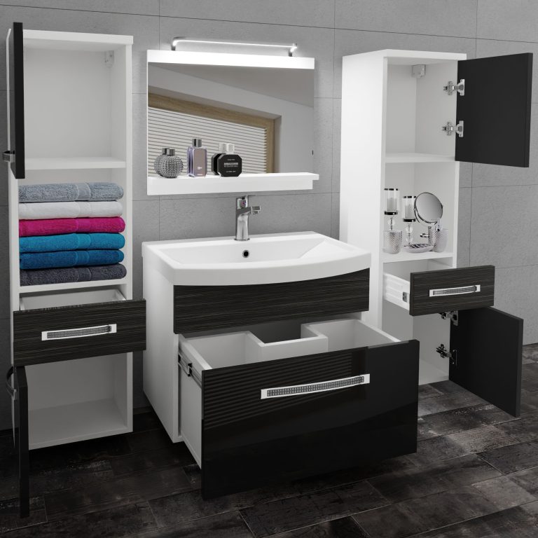 Ensemble de meubles de salle de bain Glamour 113 GLA PM 6/0/W/BHK/0/MB/PP