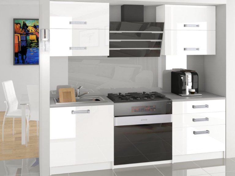 Meubles de cuisine 120 cm blanc brillant avec plan de travail Fabricant INF ELEGANTA2/2/WT/W/0/B1