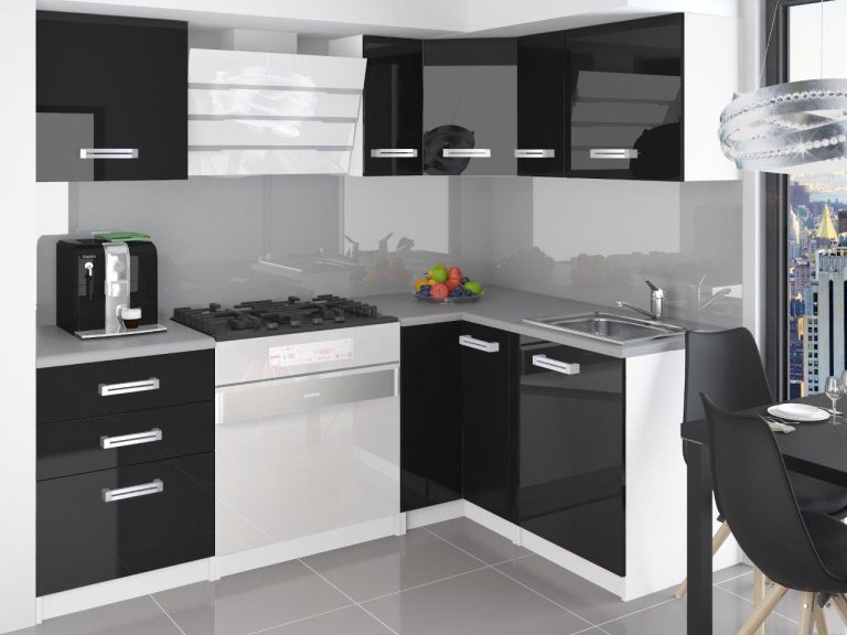 Meubles de cuisine 300 cm noir brillant avec plan de travail Fabricant INF JOWISZ/2/WT/B/0/D