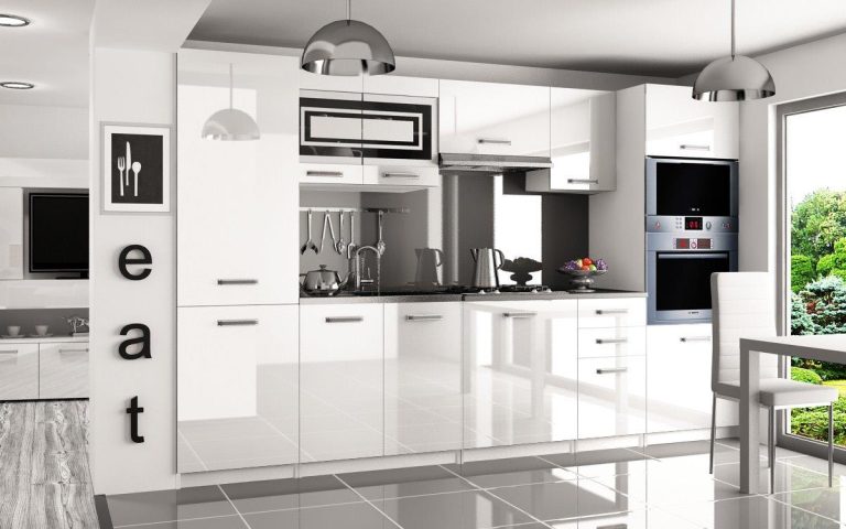 Meubles de cuisine 300 cm blanc brillant avec plan de travail Fabricant INF SYNTKA/6/WT/W/0/F