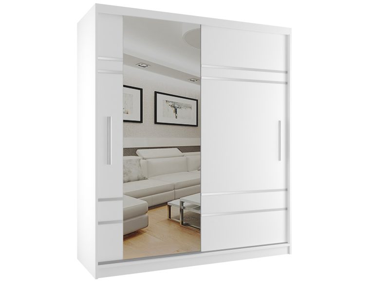 Armoire coulissante 158 cm avec miroir blanc mat Fabricant MP SZP3/2/W/W/0/AL