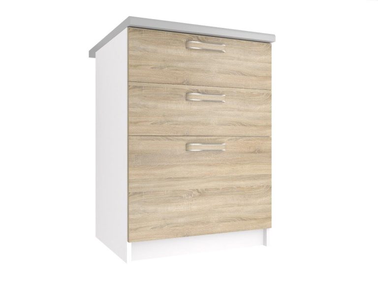 Meuble de cuisine Belini bas avec tiroirs 60 cm chêne sonoma avec plan de travail Fabricant TOR SDSZ60/1/WT/DS/0/F
